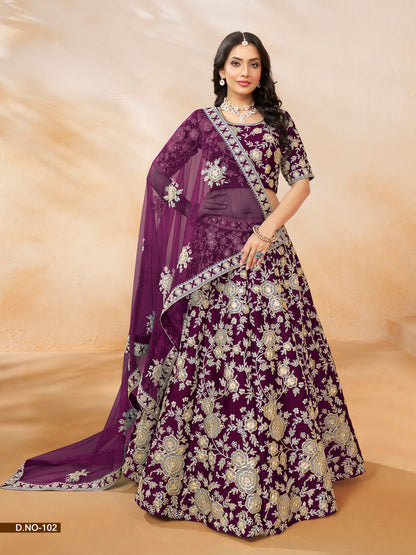 Maroon Color Art Silk Full Embroidery Lehenga Choli With Dupatta