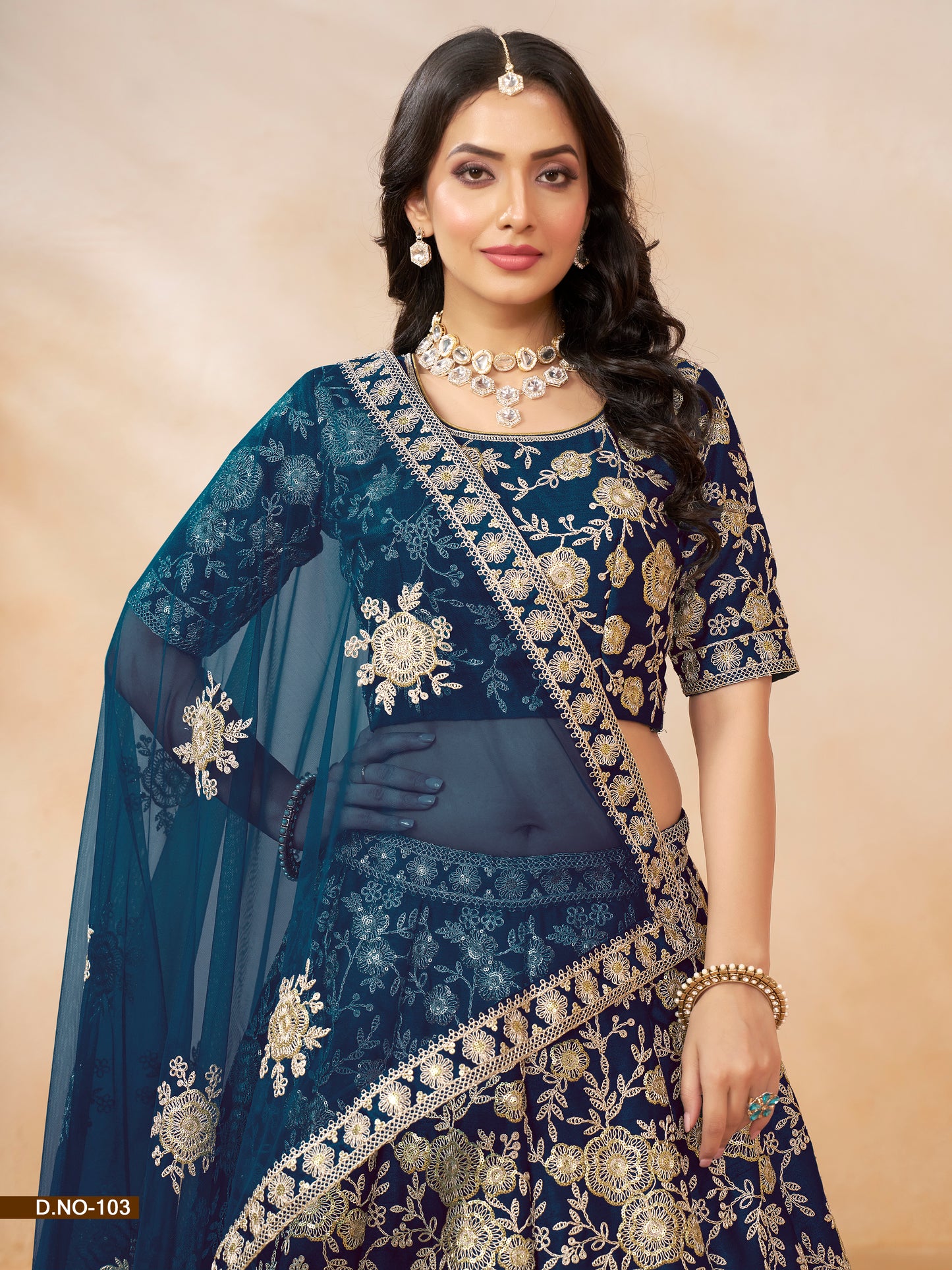 Blue Color Art Silk Full Embroidery Lehenga Choli With Dupatta