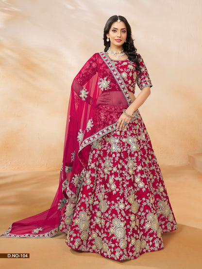 Pink Color Art Silk Full Embroidery Lehenga Choli With Dupatta