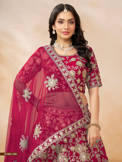 Pink Color Art Silk Full Embroidery Lehenga Choli With Dupatta
