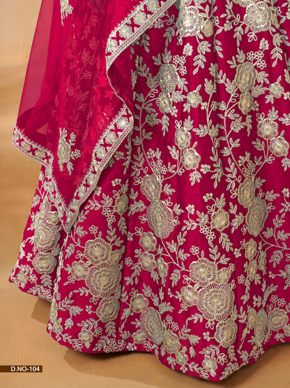 Pink Color Art Silk Full Embroidery Lehenga Choli With Dupatta