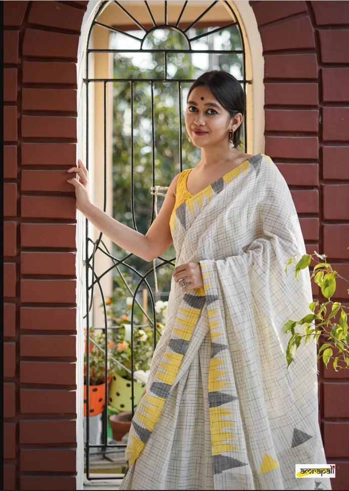 Multi Color Digital Printed Cotton Linen Saree With Blouse Piece