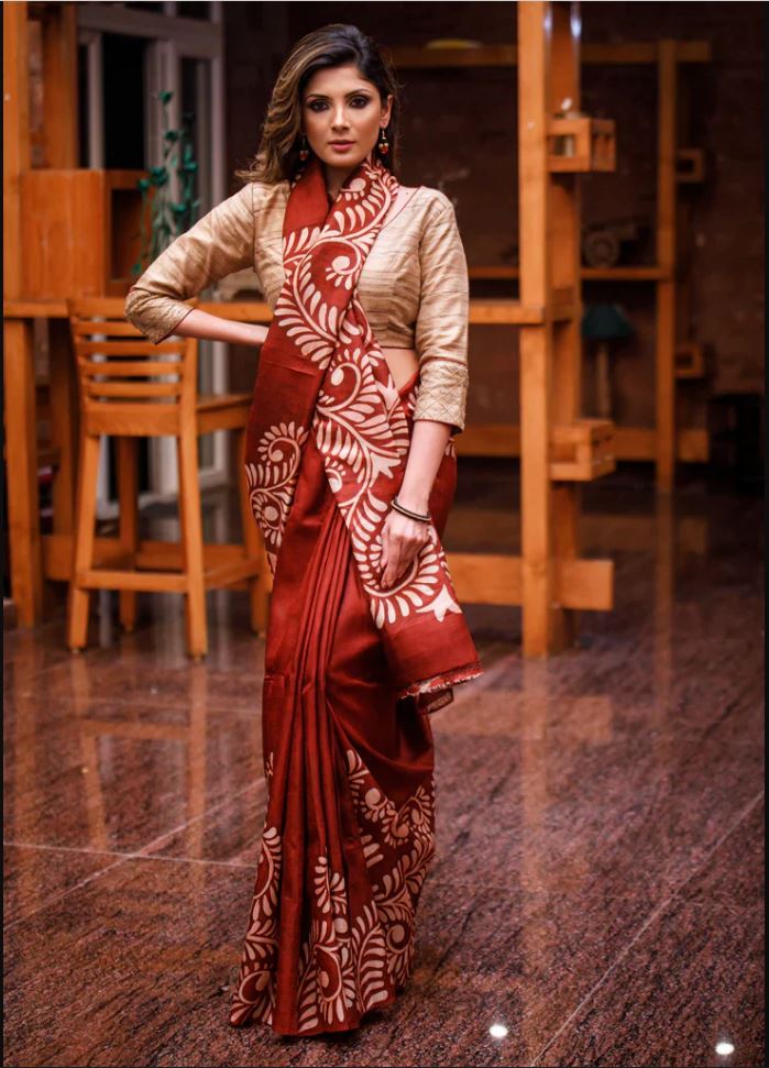 Multi Color Floral Digital Printed Cotton Linen Saree With Blouse Piece